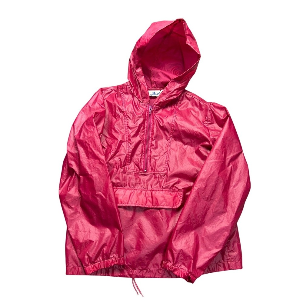 Vintage Stag Sport Pink Anorak Windbreaker Jacket Womens Medium Half Zip Hooded